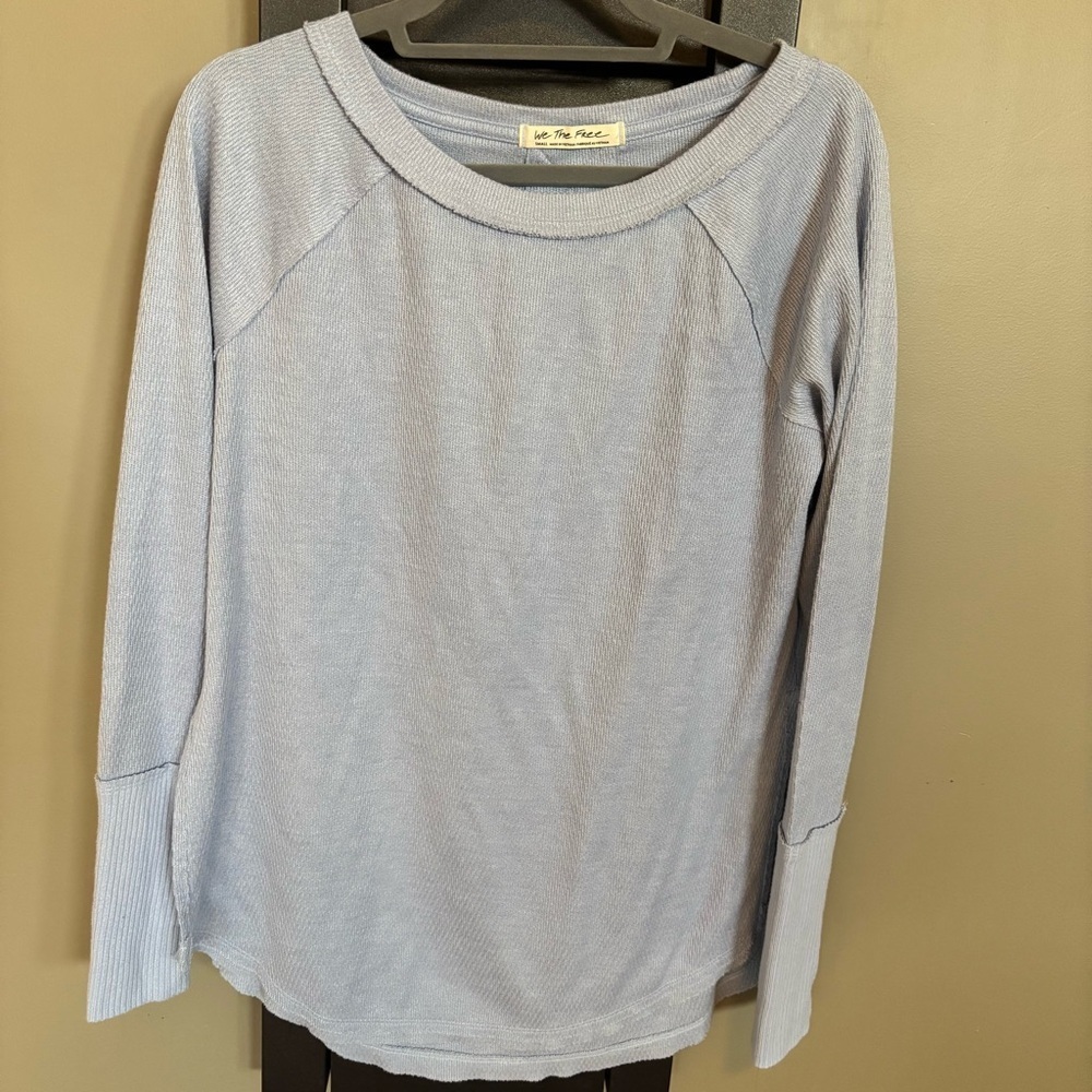 We The Free Free People Blue Ribbed Long Sleeve Top Size Small​​